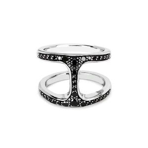 HOORSENBUHS Elegant Black and Silver Women's Ring